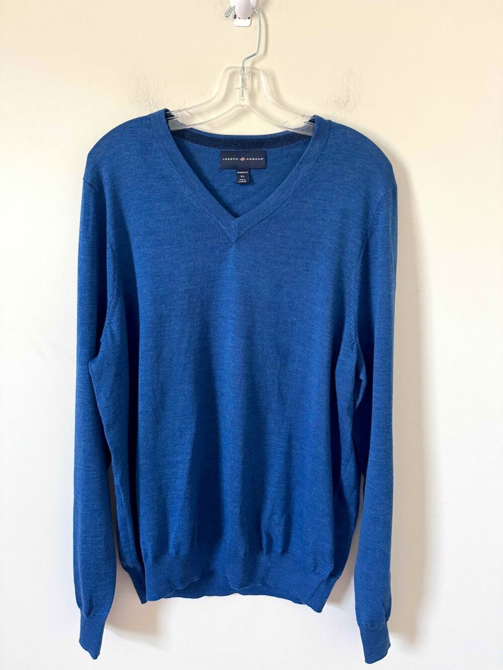 Joseph Abboud W-Neck Merino Wool Sweater Blue Size XL